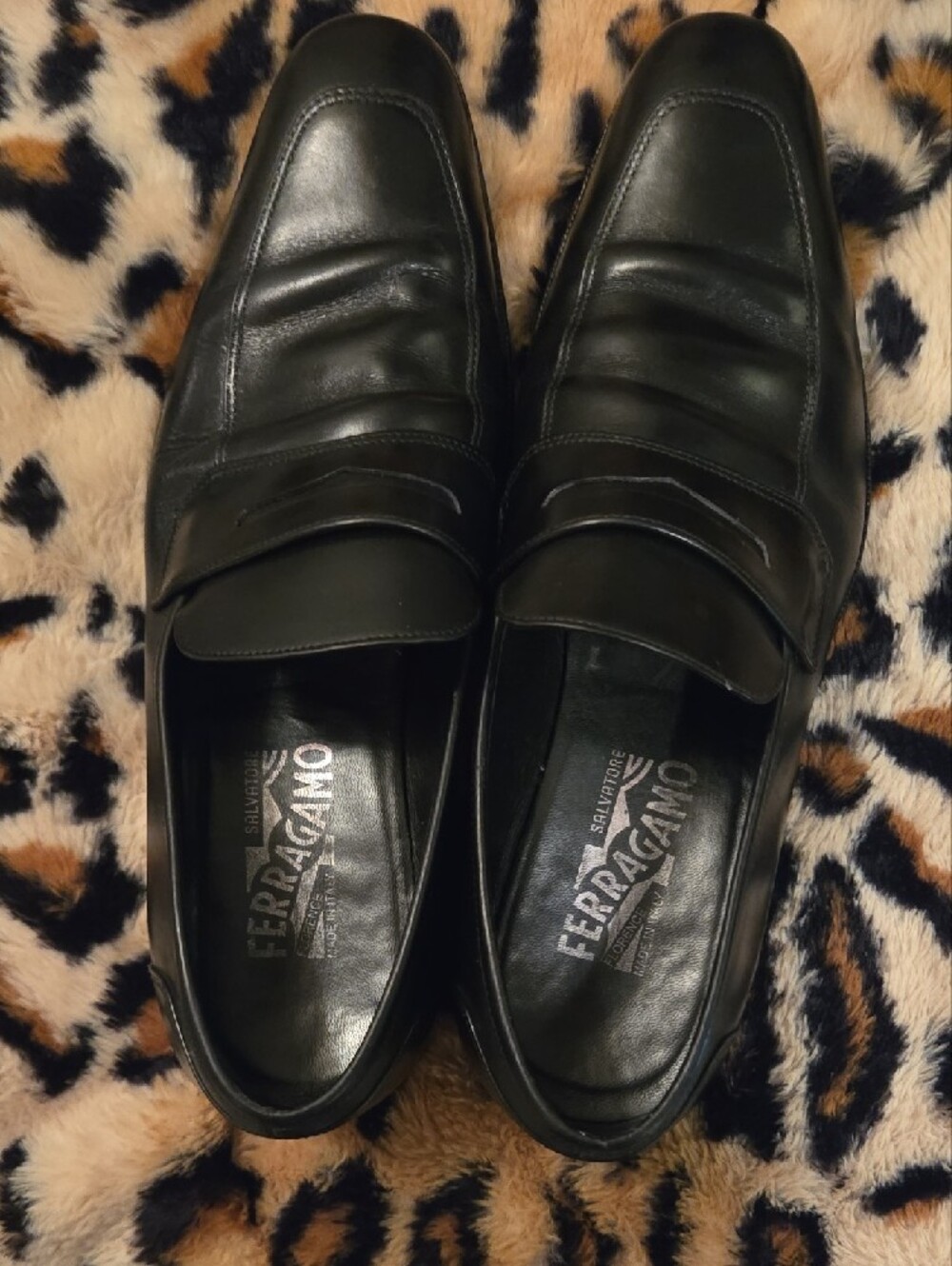 Classic Salvatore Ferragamo Black Leather Penny Loafers